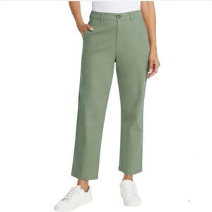 G.H. Bass & Co. Ladies' Cotton Chino Ankle Pants Green NWT Straight Leg Midrise